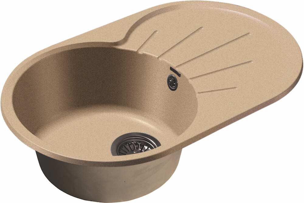 Мойка для кухни GranFest Композит RONDO 750L чаша + крыло 746*455 мм, овал (R-750L песочный)