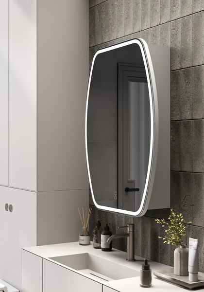 Зеркало-шкаф SANTREK HOME с LED подсветкой "ДИОНИС" правое 600х800мм белый