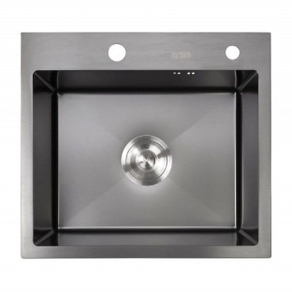 Мойка нерж врезная 450x480х230 т (3,0+1.2mm) черная НМ 4548 (+ сифон,  дозатор мыла) AISI 304 БЕЗ КОЛЛАНДЕРА