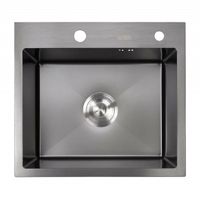 Мойка нерж врезная 450x480х230 т (3,0+1.2mm) черная НМ 4548 (+ сифон,  дозатор мыла) AISI 304 БЕЗ КОЛЛАНДЕРА