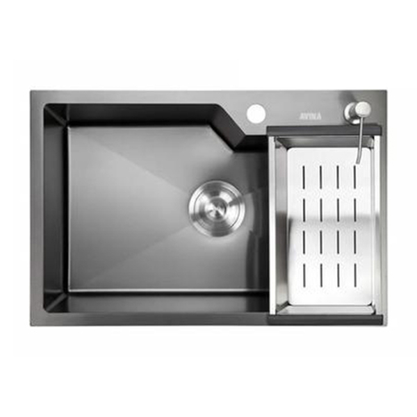 Мойка нерж врезная 650x480х230 т (3,0+1.2mm) черная НМ 6548 S (+ сифон, дозатор мыла) AISI 304 БЕЗ КОЛЛАНДЕРА