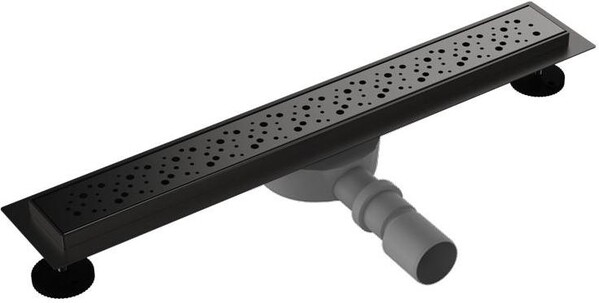 LTD1261-2-MR Трап для душа линейный Black 600х70мм с чёрной мет.реш., сухой затвор, выход под 40/50мм Aquant 