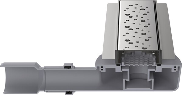 LTD1240-2-MR Трап для душа линейный 400х70мм с глянцевой мет.реш., сухой затвор, выход под 40/50мм Aquant 