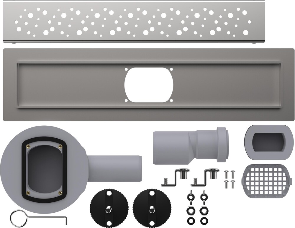 LTD1240-2-MR Трап для душа линейный 400х70мм с глянцевой мет.реш., сухой затвор, выход под 40/50мм Aquant 