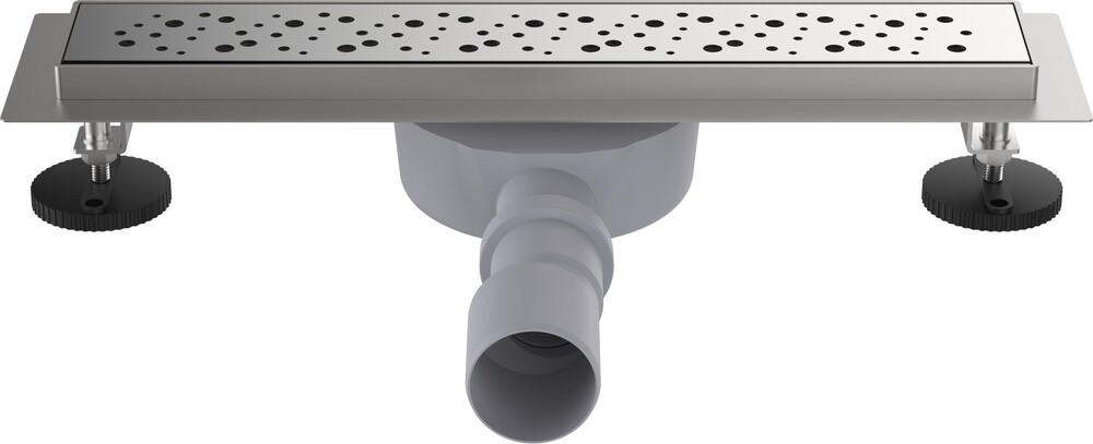 LTD1240-2-MR Трап для душа линейный 400х70мм с глянцевой мет.реш., сухой затвор, выход под 40/50мм Aquant 