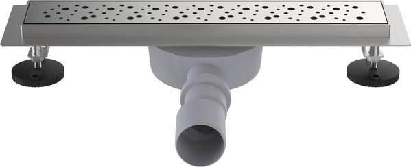 LTD1240-2-MR Трап для душа линейный 400х70мм с глянцевой мет.реш., сухой затвор, выход под 40/50мм Aquant 