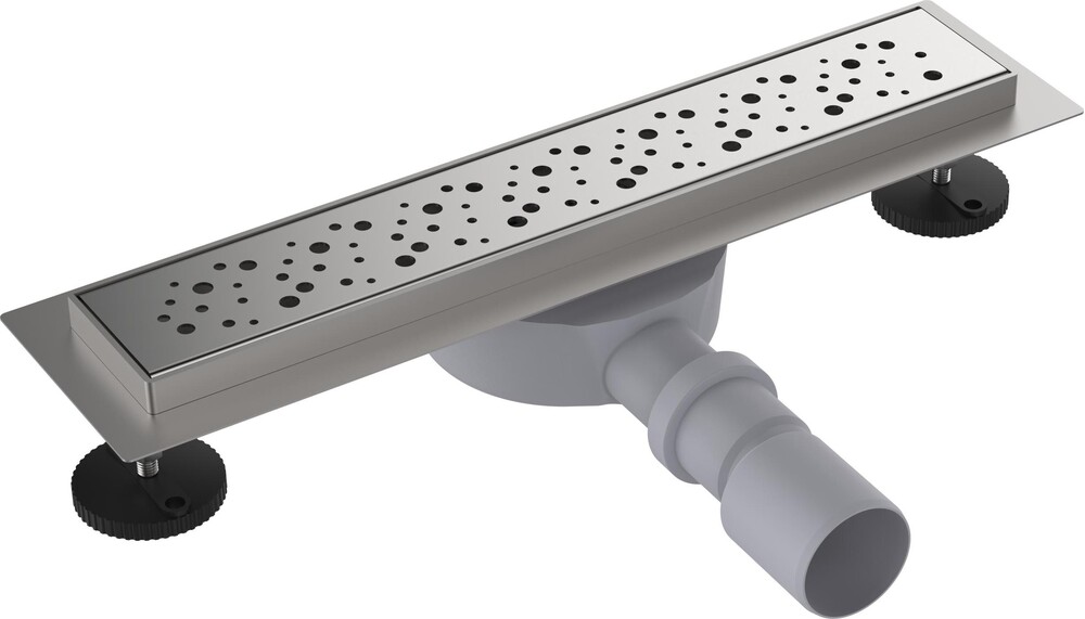 LTD1240-2-MR Трап для душа линейный 400х70мм с глянцевой мет.реш., сухой затвор, выход под 40/50мм Aquant 