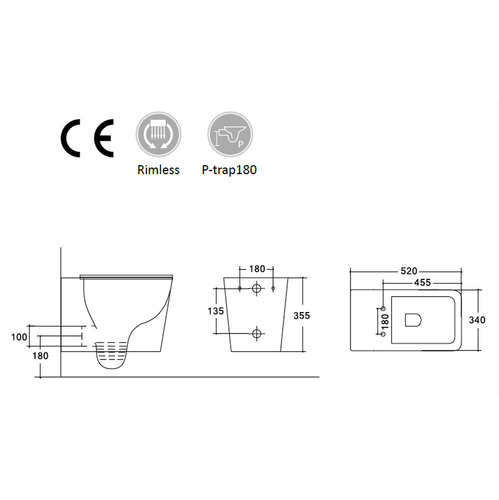  Унитаз подвесной безободковый (Торнадо) HOLLER STAGE TORNADO (3.0)  (520*340*355мм, сиденье дюропласт, микролифт) белый