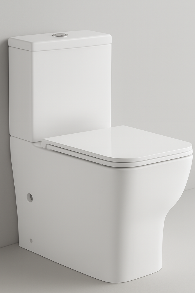 Унитаз-компакт безободковый (Торнадо) HOLLER CONSUL TORNADO (3.0)  (640*365*830мм, сиденье дюро с микролифтом, арматура 2-х режимная)  (2 места) белый