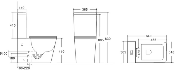 Унитаз-компакт безободковый (Торнадо) HOLLER CRAFT TORNADO (3.0)  (640*365*830мм, сиденье дюро с микролифтом, арматура 2-х режимная)  (2 места) белый