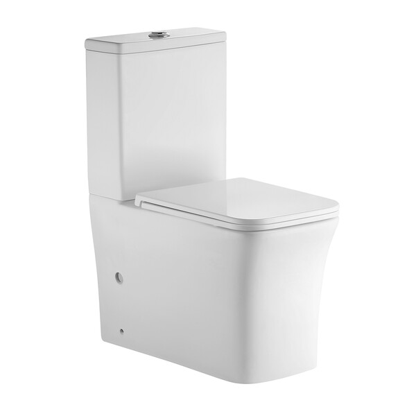 Унитаз-компакт безободковый HOLLER CRAFT (640*365*830мм, сиденье дюропласт с микролифтом, арматура 2-х режимная)  (2 места) белый