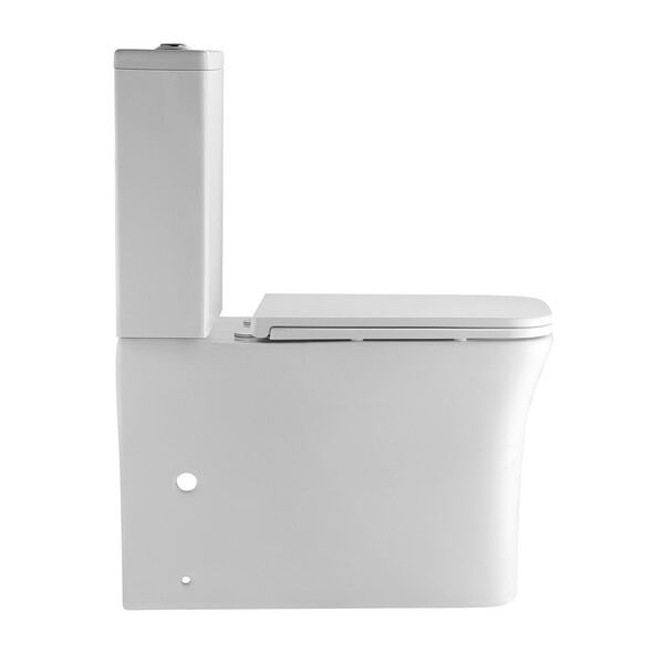 Унитаз-компакт безободковый HOLLER CRAFT (640*365*830мм, сиденье дюропласт с микролифтом, арматура 2-х режимная)  (2 места) белый