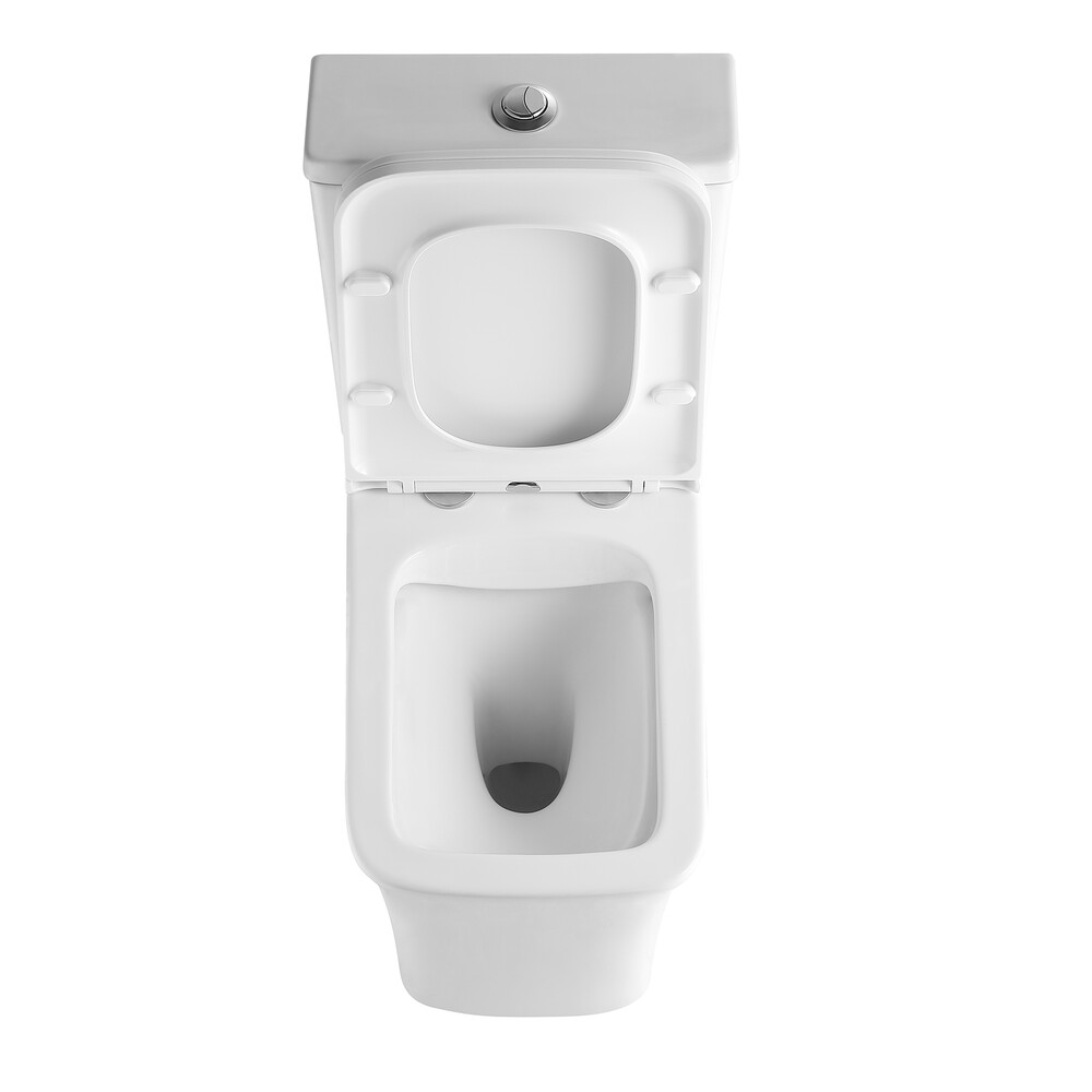 Унитаз-компакт безободковый HOLLER CRAFT (640*365*830мм, сиденье дюропласт с микролифтом, арматура 2-х режимная)  (2 места) белый