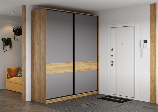 БОСТОН ШК-005 Шкаф-купе ЛДСП (Комплект) Корпус - Дуб Крафт золотой  Фасад ЛДСП - Серый Шифер АВ8 285