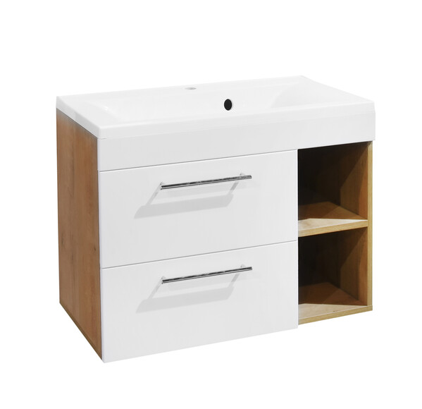 Подстолье SANTREK HOME "Афина-60" 2ящ. (бел.глянец/дуб бунратти) подвесное под умыв. "Como 60" 565*500*430 *