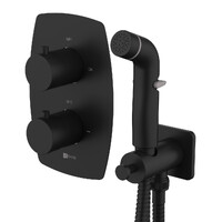 LM7240BL Ursus Смеситель термостатический с гигиеническим душем, встраиваемый, черный LEMARK