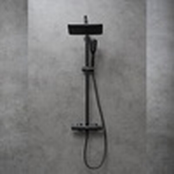 LM7270BL Ursus Смеситель для душа термостат. с верх. душ. лейкой "Тропический дождь", 3-ф. лейкой, черный LEMARK