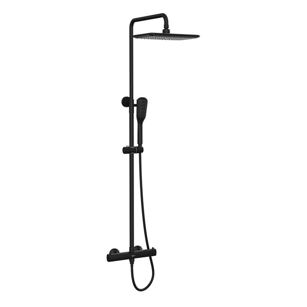 LM7270BL Ursus Смеситель для душа термостат. с верх. душ. лейкой "Тропический дождь", 3-ф. лейкой, черный LEMARK