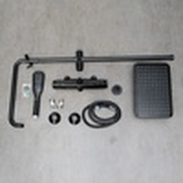 LM7270BL Ursus Смеситель для душа термостат. с верх. душ. лейкой "Тропический дождь", 3-ф. лейкой, черный LEMARK