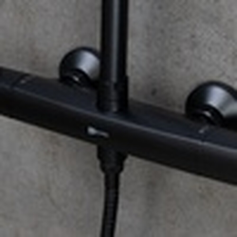 LM7270BL Ursus Смеситель для душа термостат. с верх. душ. лейкой "Тропический дождь", 3-ф. лейкой, черный LEMARK