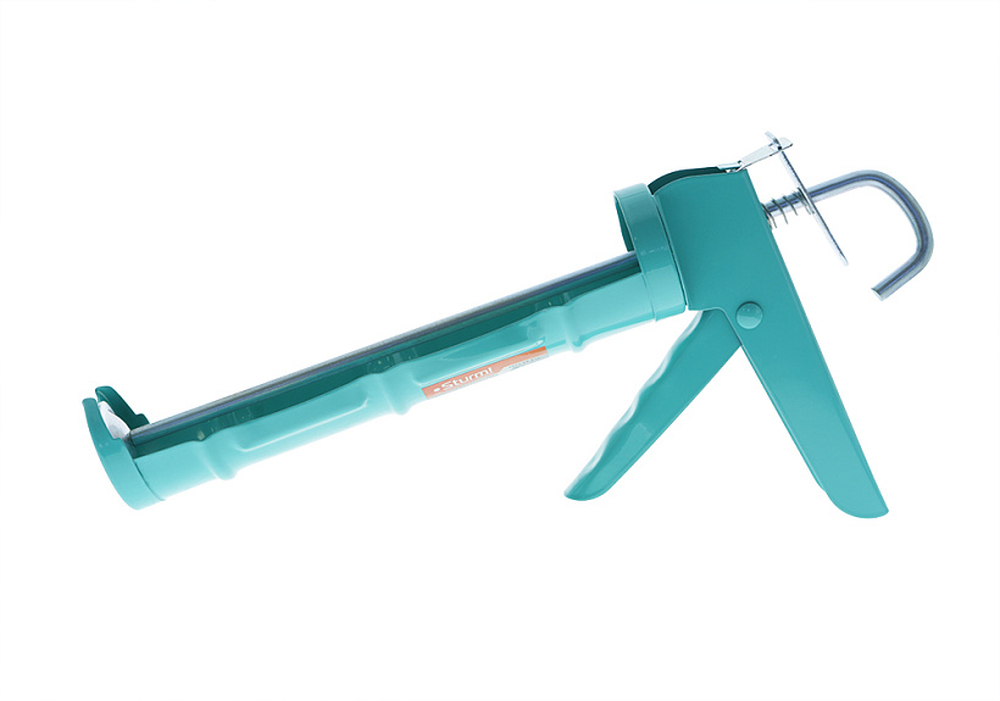 1073-03-310 Пистолет для герметика 310 мл, полуоткрытый, усиленный, толщина основы 0,7 мм. Sturm