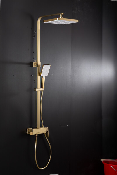 2490-3 Душевая система Frap со смесителем и тропическим душем (сатин золотой)