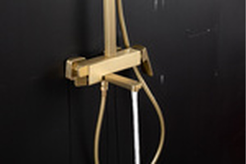 2490-3 Душевая система Frap со смесителем и тропическим душем (сатин золотой)