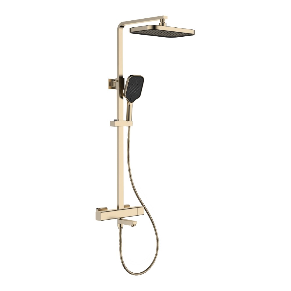  2424Y Душевая система LEDEME с термостатическим смесителем и троп душем (золотой сатин)
