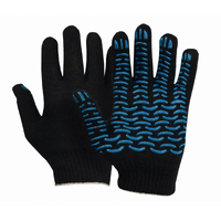 Перчатки вязанные ЛЮКС х/б с ПВХ напылением "Волна" 5 нитей (ЧЕРНЫЕ)