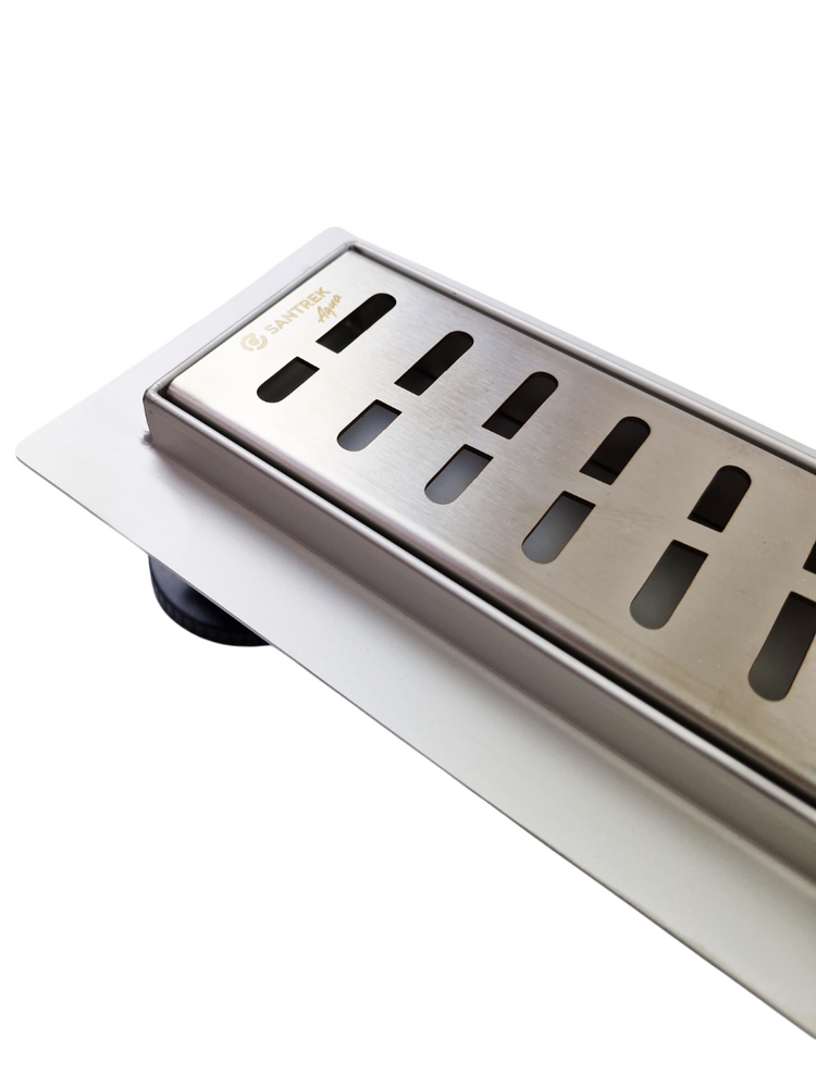 Линейный душевой трап SANTREK AQUA  A-701000 нерж 70*1000мм (неповоротный горизонтальный выпуск, ф40)  сухой затвор и гидрозатвор