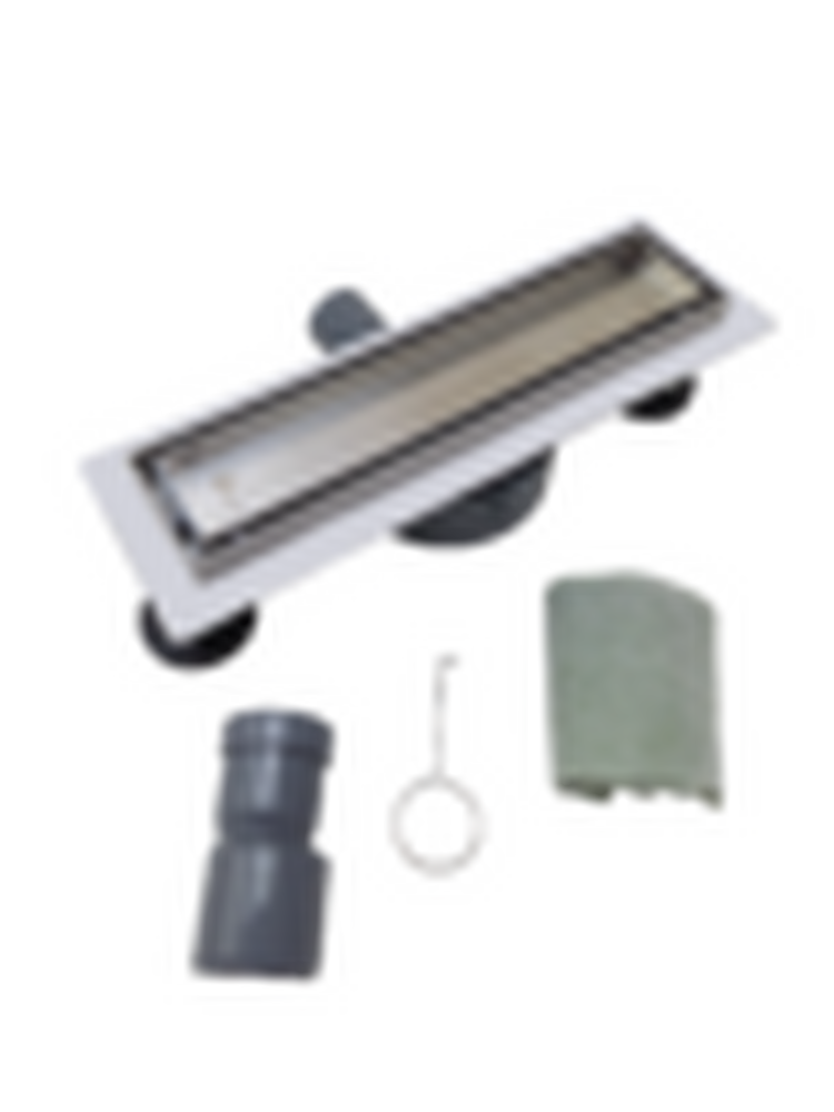 Линейный душевой трап SANTREK AQUA  B-70300 нерж 70*300мм (горизонтальный выпуск 360 гр, ф40) (решетка щелевая, под плитку) сухой затвор и гидрозатвор