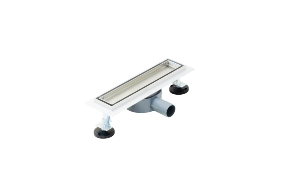 Линейный душевой трап SANTREK AQUA  B-70300 нерж 70*300мм (горизонтальный выпуск 360 гр, ф40) (решетка щелевая, под плитку) сухой затвор и гидрозатвор