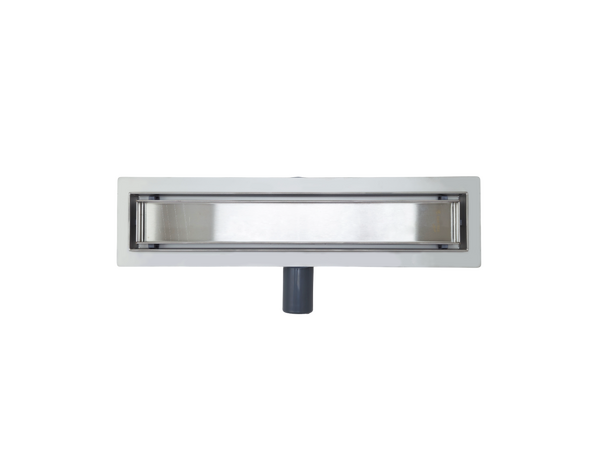 Линейный душевой трап SANTREK  B-70400 нерж 70*400мм (горизонтальный выпуск 360 гр, ф40) (решетка щелевая, под плитку) сухой затвор и гидрозатвор