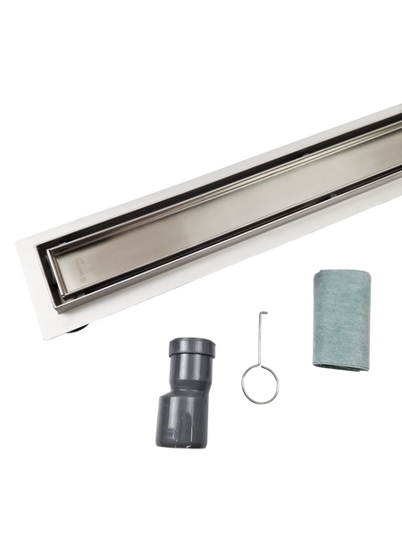 Линейный душевой трап SANTREK AQUA  B-701000 нерж 70*1000мм (горизонтальный выпуск 360 гр, ф40)(решетка щелевая, под плитку)сухой затвор и гидрозатвор