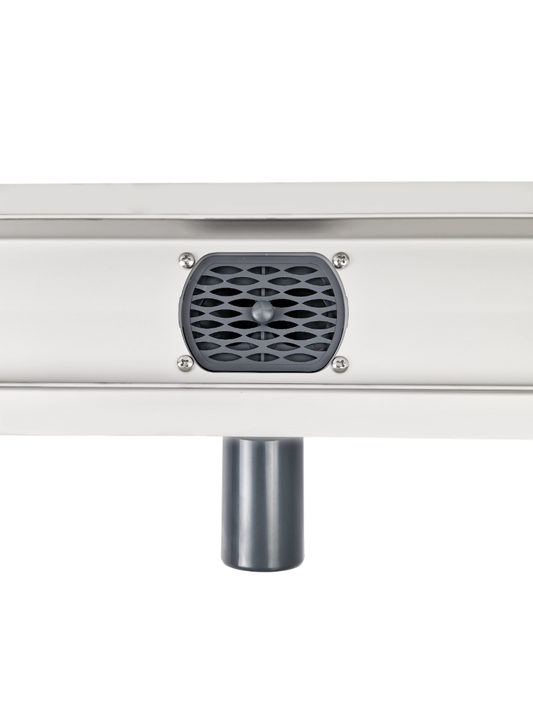 Линейный душевой трап SANTREK AQUA  B-701000 нерж 70*1000мм (горизонтальный выпуск 360 гр, ф40)(решетка щелевая, под плитку)сухой затвор и гидрозатвор