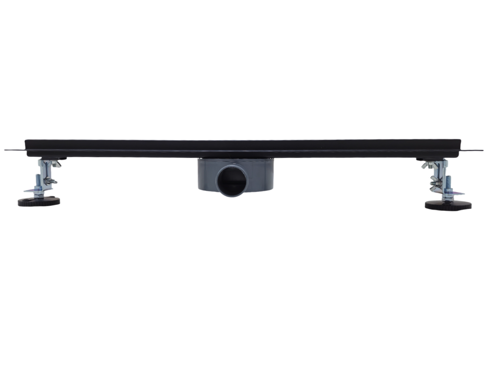 Линейный душевой трап SANTREK  B-70600 BLACK нерж 70*600мм (горизонт выпуск 360 гр, ф40) (решетка щелевая, под плитку) сухой затвор и гидрозатвор