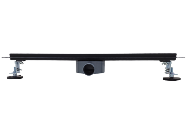 Линейный душевой трап SANTREK  B-70600 BLACK нерж 70*600мм (горизонт выпуск 360 гр, ф40) (решетка щелевая, под плитку) сухой затвор и гидрозатвор