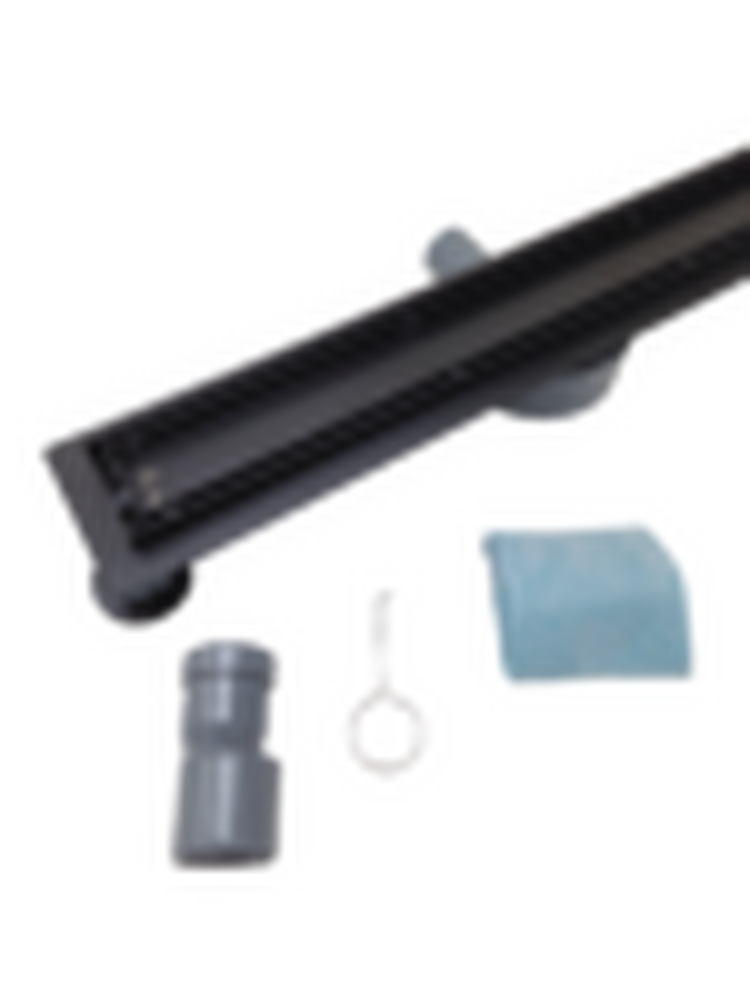 Линейный душевой трап SANTREK  B-70600 BLACK нерж 70*600мм (горизонт выпуск 360 гр, ф40) (решетка щелевая, под плитку) сухой затвор и гидрозатвор