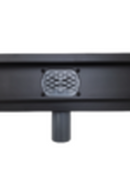 Линейный душевой трап SANTREK  B-70600 BLACK нерж 70*600мм (горизонт выпуск 360 гр, ф40) (решетка щелевая, под плитку) сухой затвор и гидрозатвор