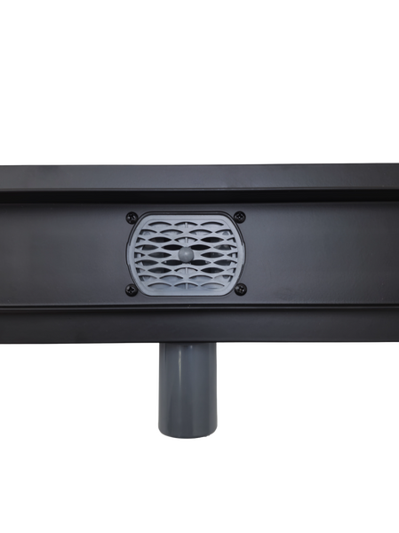 Линейный душевой трап SANTREK  B-70600 BLACK нерж 70*600мм (горизонт выпуск 360 гр, ф40) (решетка щелевая, под плитку) сухой затвор и гидрозатвор