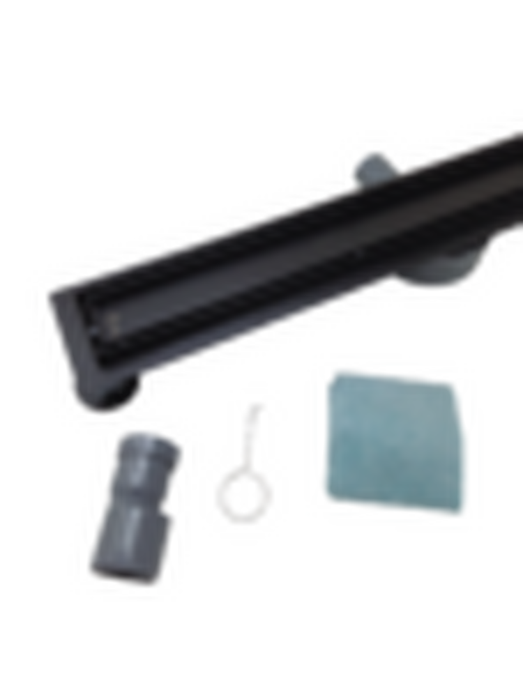 Линейный душевой трап SANTREK  B-70700 BLACK нерж 70*700мм (горизонт выпуск 360 гр, ф40) (решетка щелевая, под плитку) сухой затвор и гидрозатвор