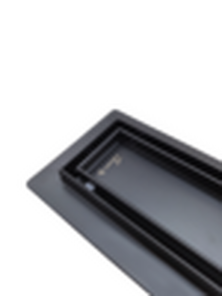 Линейный душевой трап SANTREK  B-70700 BLACK нерж 70*700мм (горизонт выпуск 360 гр, ф40) (решетка щелевая, под плитку) сухой затвор и гидрозатвор
