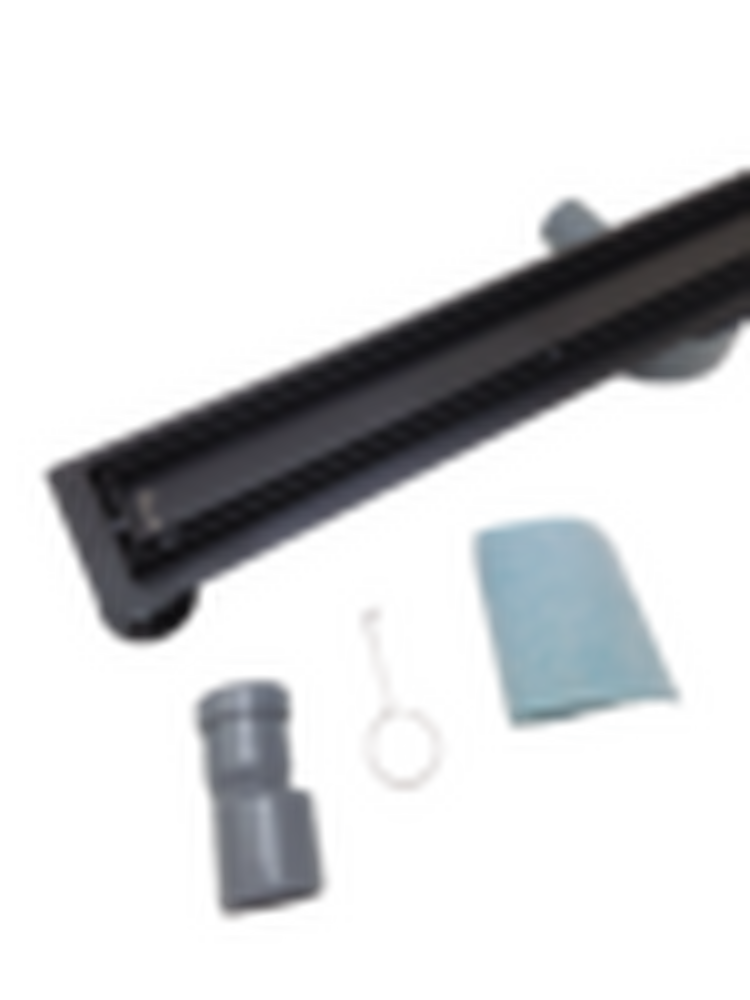 Линейный душевой трап SANTREK  B-70800 BLACK нерж 70*800мм (горизонт выпуск 360 гр, ф40) (решетка щелевая, под плитку) сухой затвор и гидрозатвор