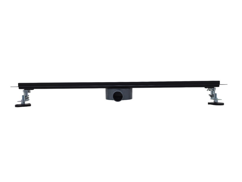 Линейный душевой трап SANTREK  B-70800 BLACK нерж 70*800мм (горизонт выпуск 360 гр, ф40) (решетка под плитку) черный, сухой затвор и гидрозатвор