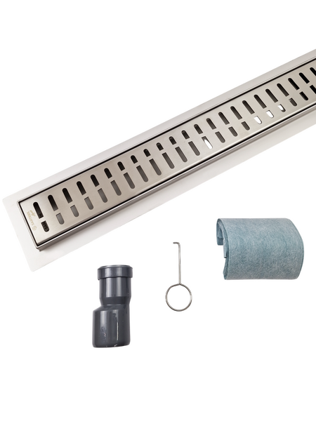 Линейный душевой трап SANTREK AQUA  С-701000 нерж 70*1000мм (горизонтальный выпуск 360 гр, ф40) сухой затвор и гидрозатвор