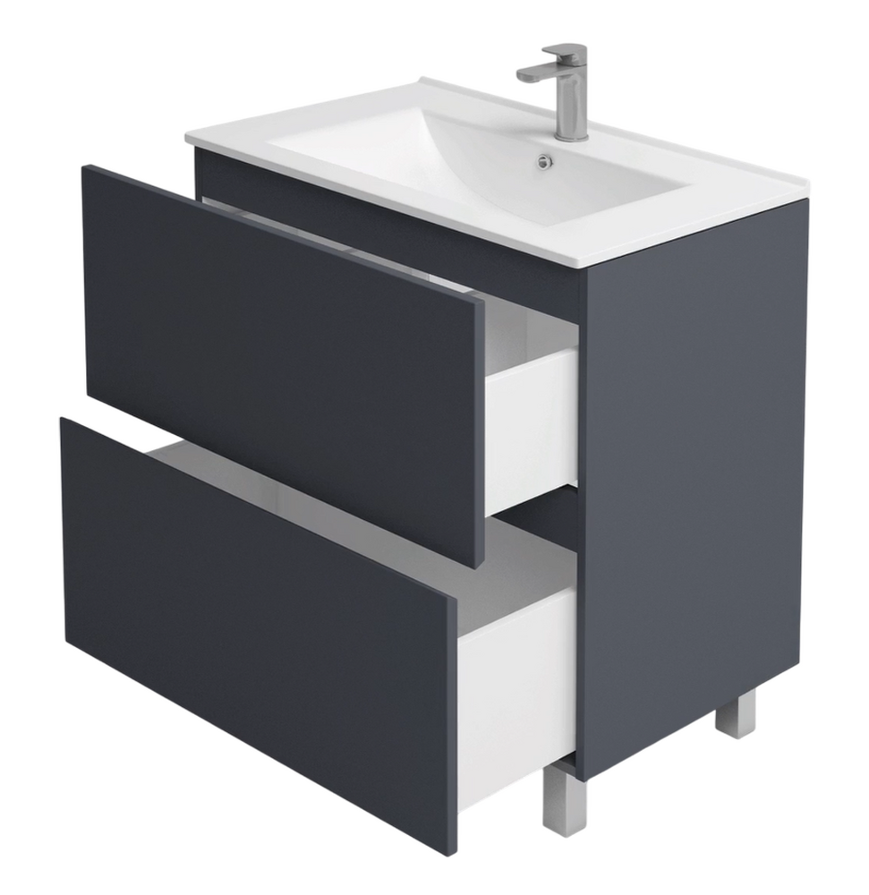 Подстолье Holler "Charm-80" (графит) 2 ящика под раковину "Holler E80" 805х800х450