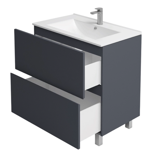 Подстолье Holler "Charm-80" (графит) 2 ящика под раковину "Holler E80" 805х800х450