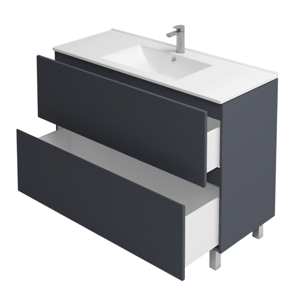 Подстолье Holler "Charm-100" (графит) 2 ящика под раковину "Holler E100" 1010х800х450