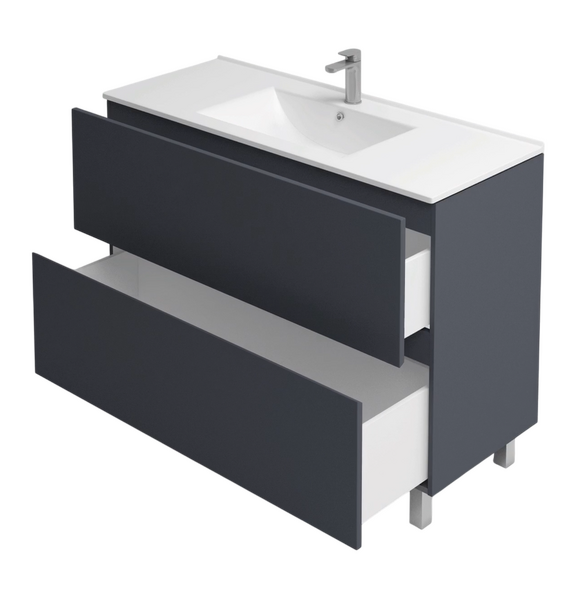 Подстолье Holler "Charm-100" (графит) 2 ящика под раковину "Holler E100" 1010х800х450