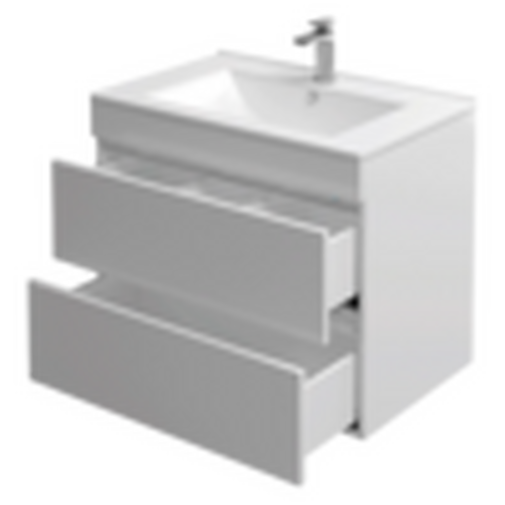 Подстолье подвесное Holler "Aura-80" (белый) с подсветкой 2 ящика под раковину "Holler E80" 812х580х450